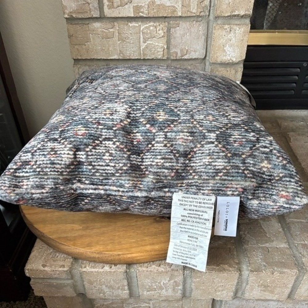 Loloi x Sonoma Super Soft Diamond Geometric Square Throw Pillow Accent 18" Retro - Picture 8 of 12